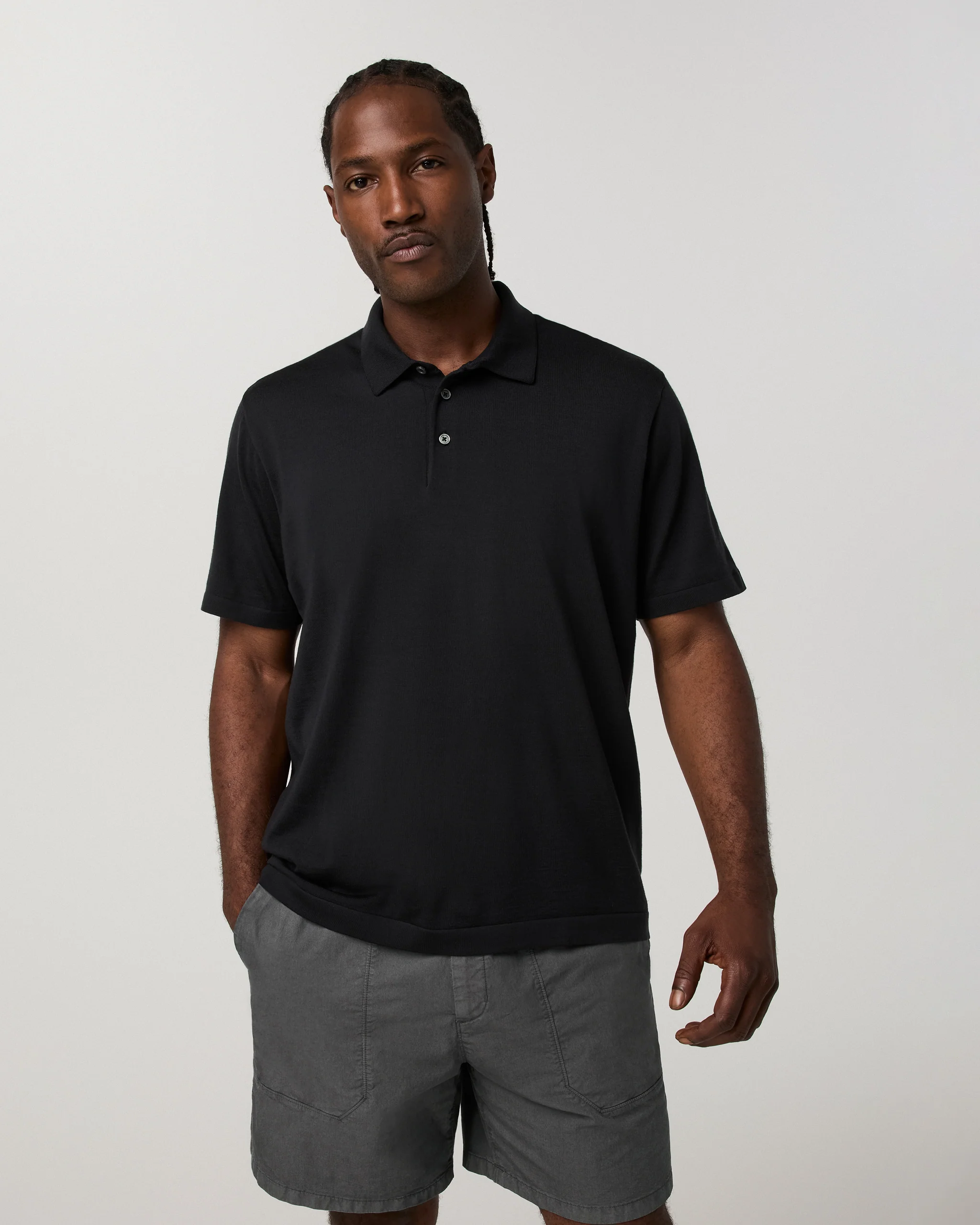 Short Sleeve Merino Wool Sweater Polo