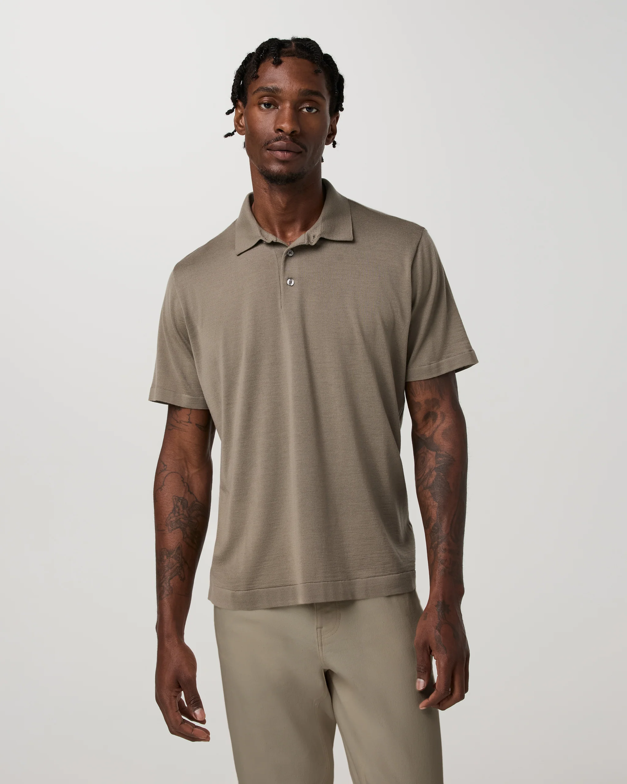 Short Sleeve Merino Wool Sweater Polo